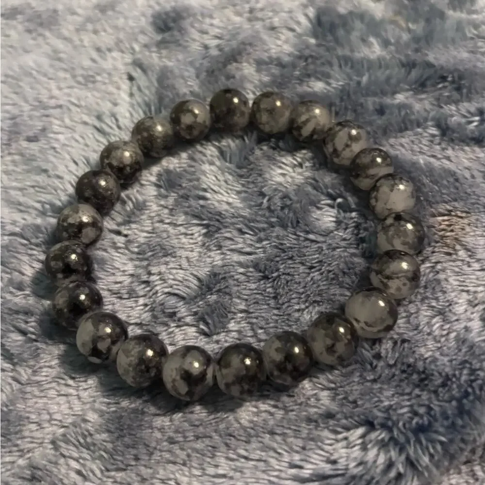 Smoky Gemstone Round Beaded Stretch Bracelet